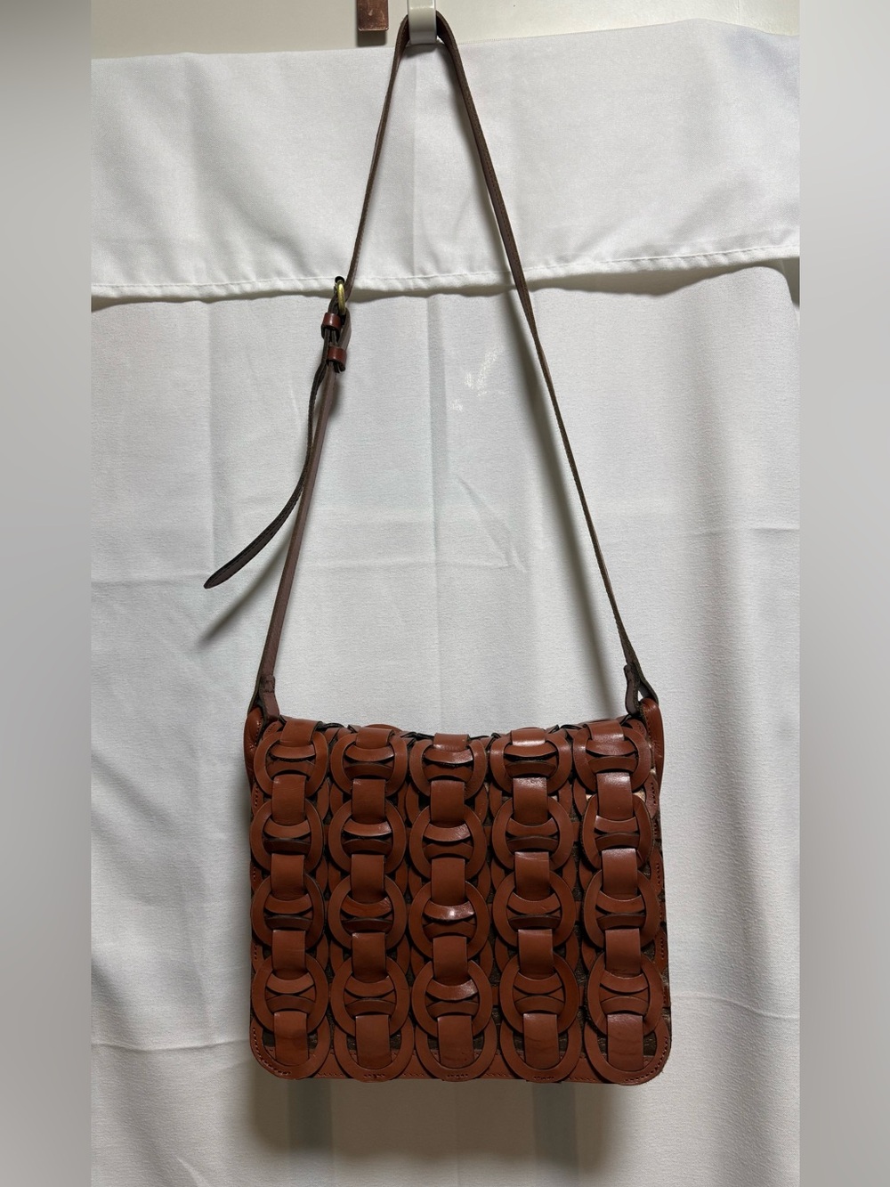 Patricia Nash Brown Woven Leather Crossbody Bag